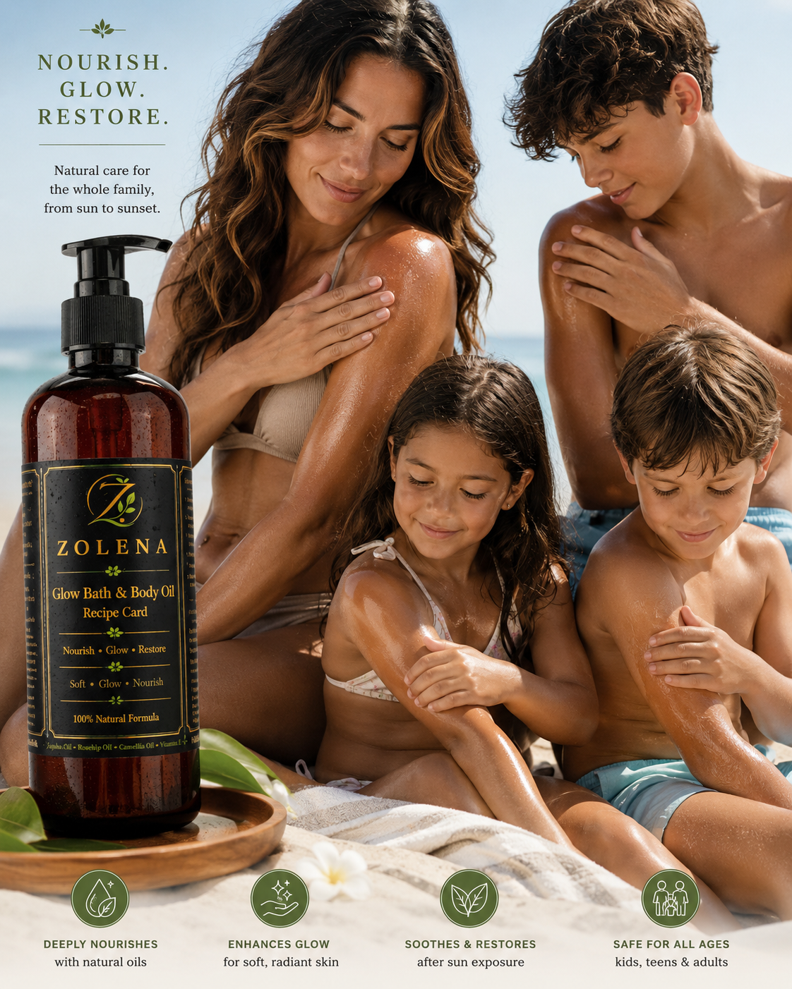 Natural Body & Bath Oil / Deep Hydration for Soft,Radiant Skin /ZOLENA /100mL