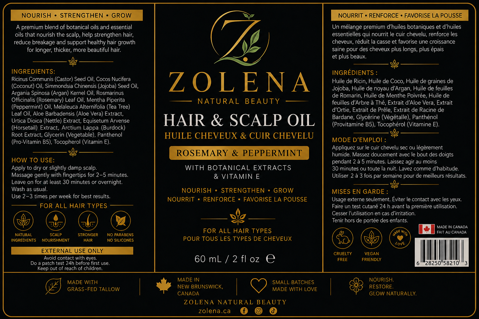 Rosemary Peppermint Hair & Scalp Oil / ZOLENA / 60 mL