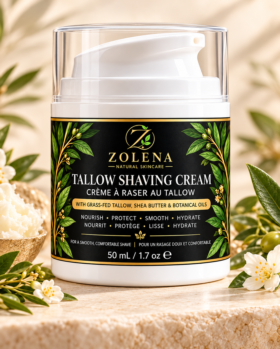 ZOLENA Tallow Shaving Cream with Shea Butter - 50 mL
