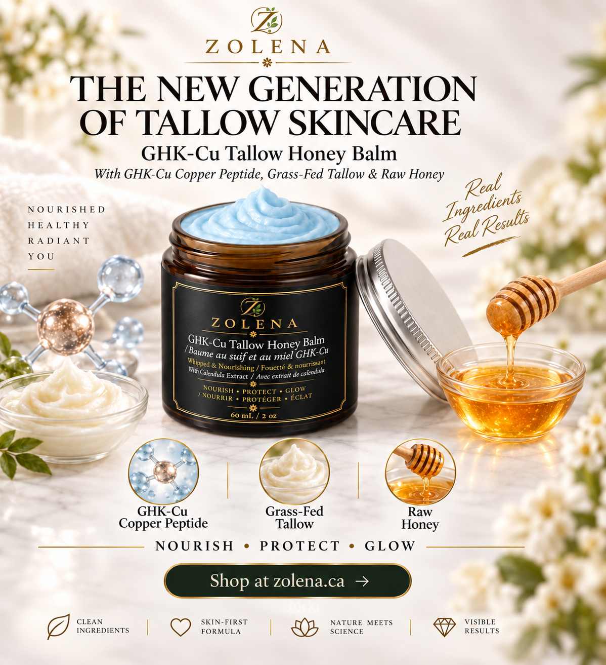 ZOLENA GHK-Cu Tallow Honey Balm - 60 mL