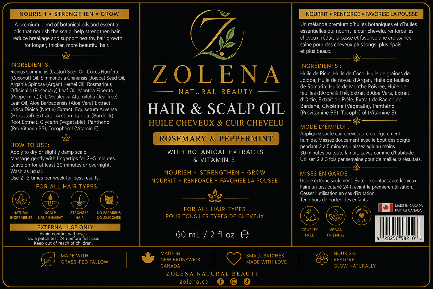 Rosemary & Peppermint Hair & Scalp Oil / ZOLENA / 60 mL