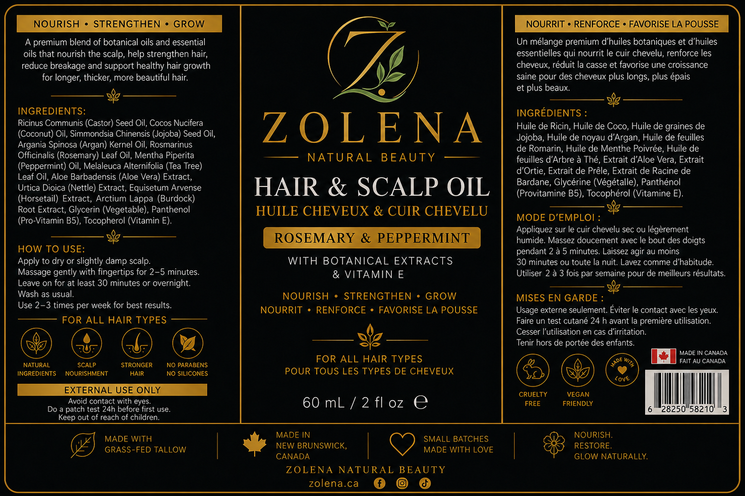 Rosemary Peppermint Hair &amp; Scalp Oil / ZOLENA / 60 mL