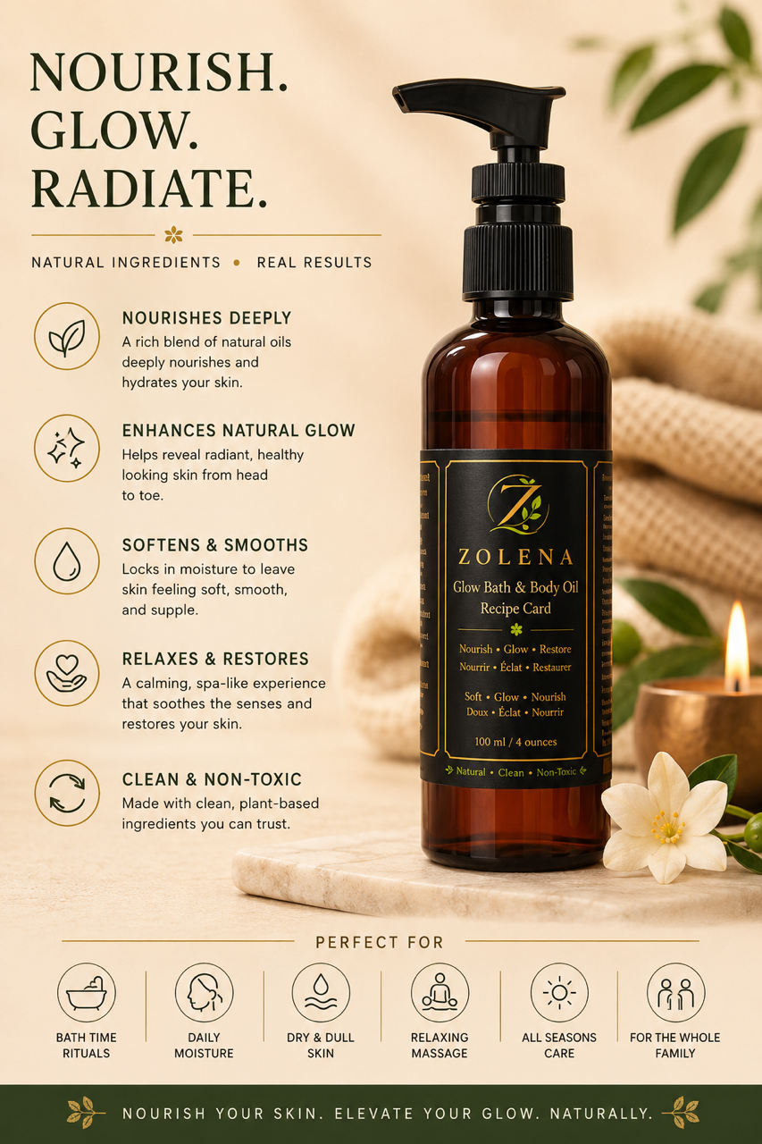 Natural Body &amp; Bath Oil / Deep Hydration for Soft,Radiant Skin /ZOLENA /100mL