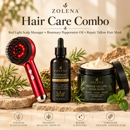 ZOLENA Hair &amp; Scalp Care Combo-red light Messenger +Hair Mask +Rosemary Peppermint Serum ￼